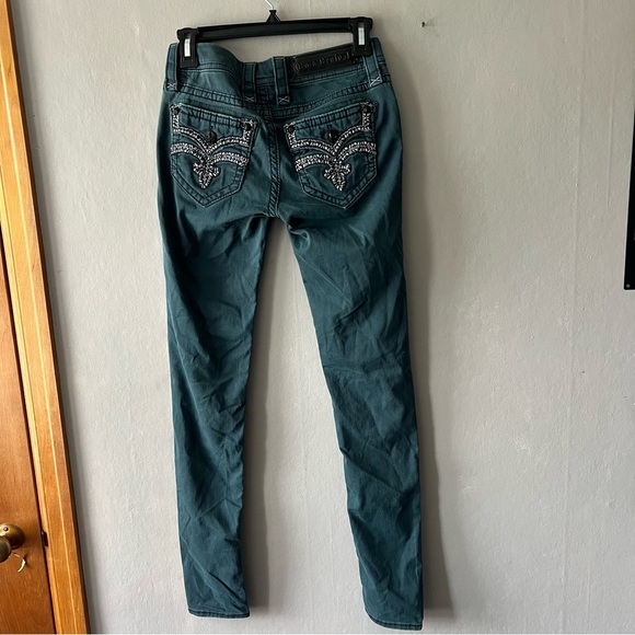 Rock Revival Teal Karla Skinny Jeans Size 25 - Picture 4 of 8